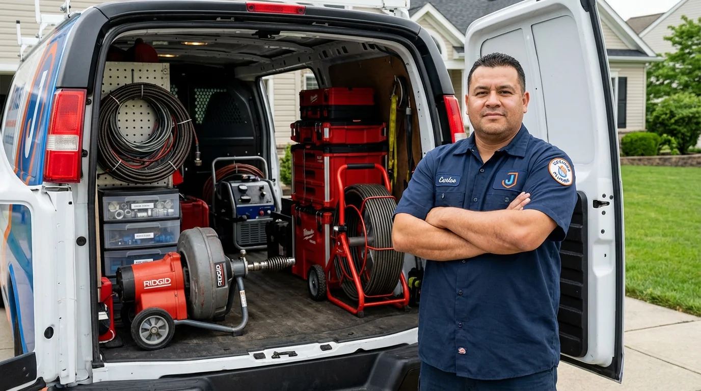 Professional drain cleaning equipment and Johns Plumbing LLC plumber in Progreso