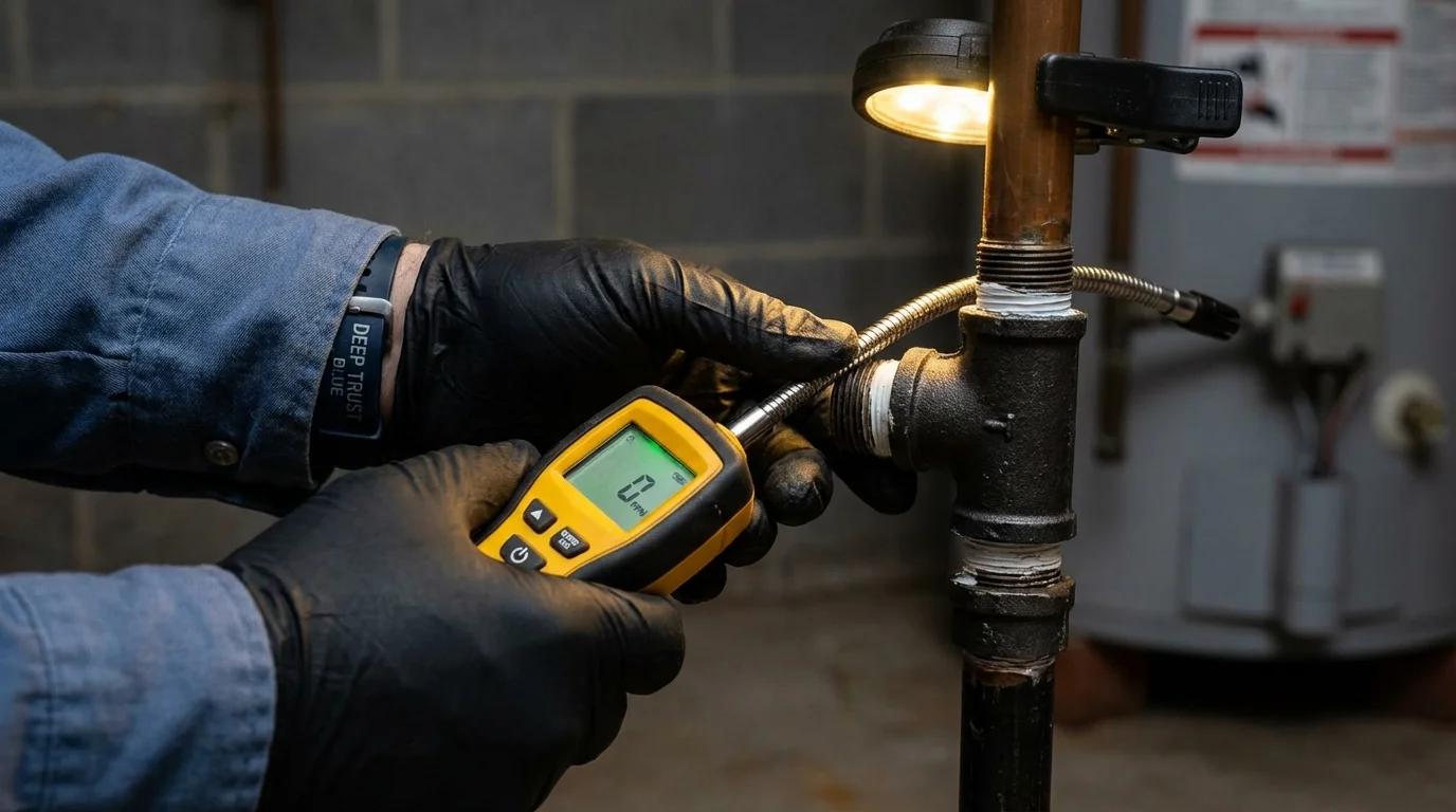 Gas leak detection with electronic sniffer by Johns Plumbing LLC in Progreso