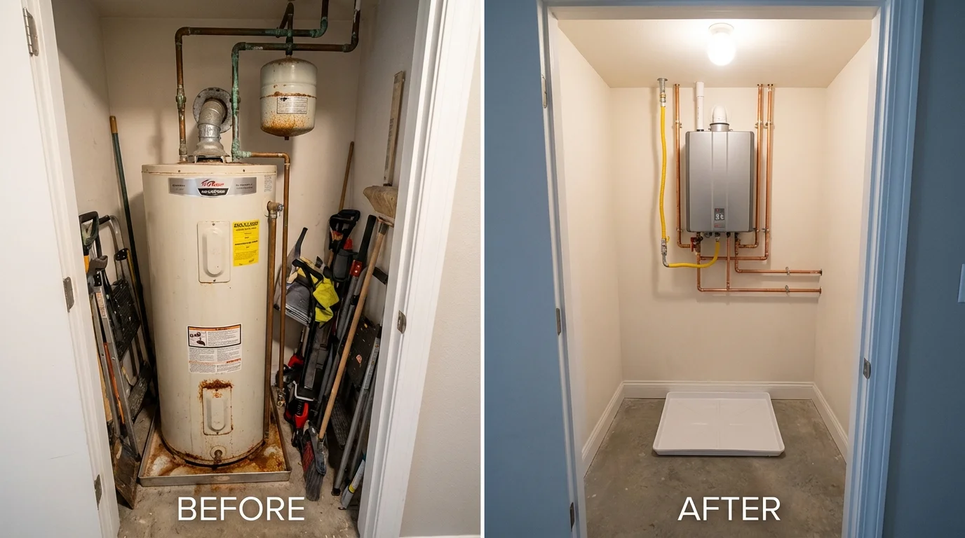 Tank water heater versus wall-mounted tankless unit comparison for Progreso, TX homeowners